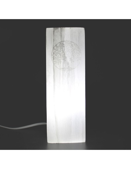 Lampe bloc de sélénite – Arbre de Vie