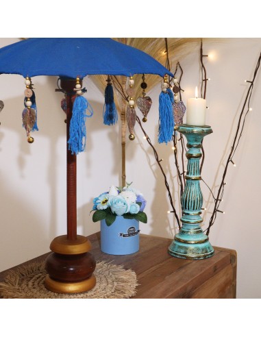 Parasol décoratif Bali - Coton - Turquoise 40 cm