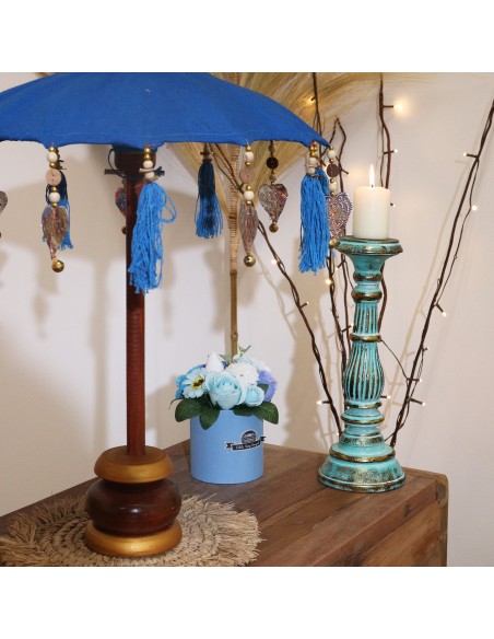 Parasol décoratif Bali - Coton - Turquoise 40 cm