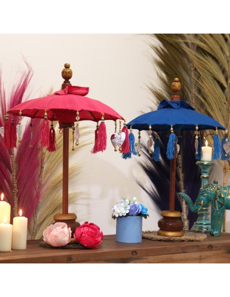 Parasol décoratif Bali - Coton - Turquoise 40 cm