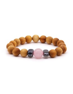 Bracelet cèdre & quartz rose – Chakra du cœur