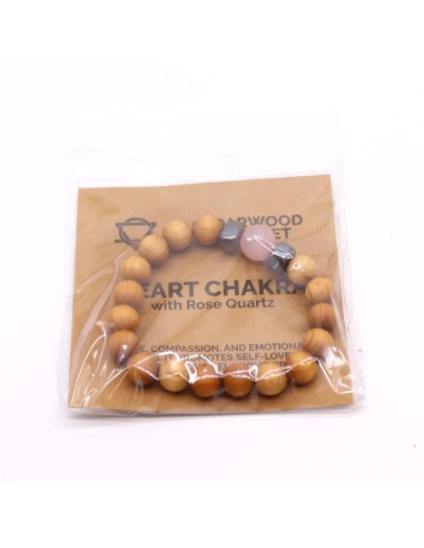 Bracelet cèdre & quartz rose – Chakra du cœur