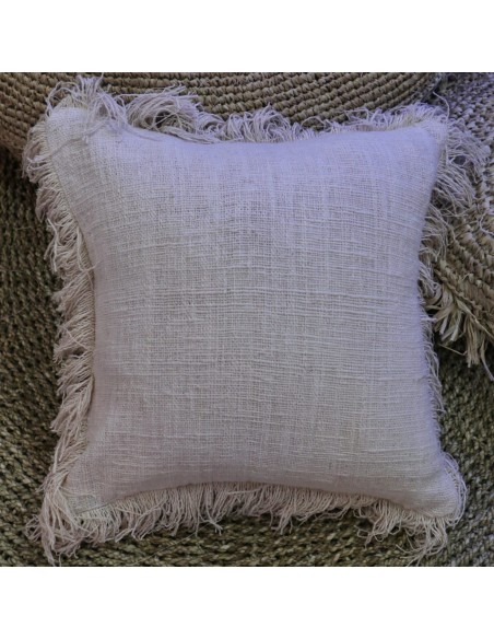 Housse de coussin lin 60×60 cm avec franges