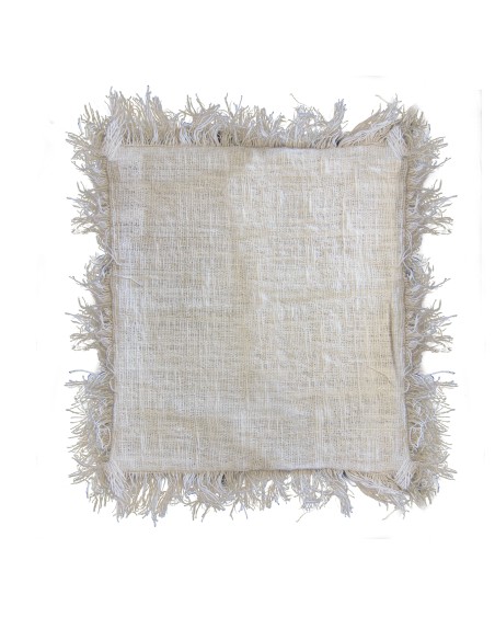Housse de coussin lin 60×60 cm avec franges