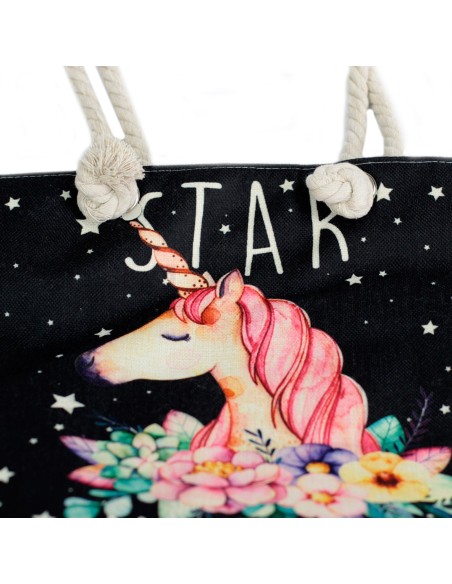 Sac shopper à anses en corde – Licorne