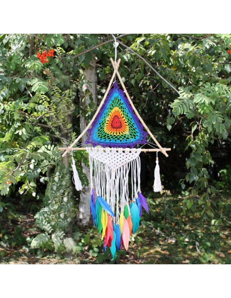 Attrape-rêves Bali - Grande pyramide multi 90×46 cm