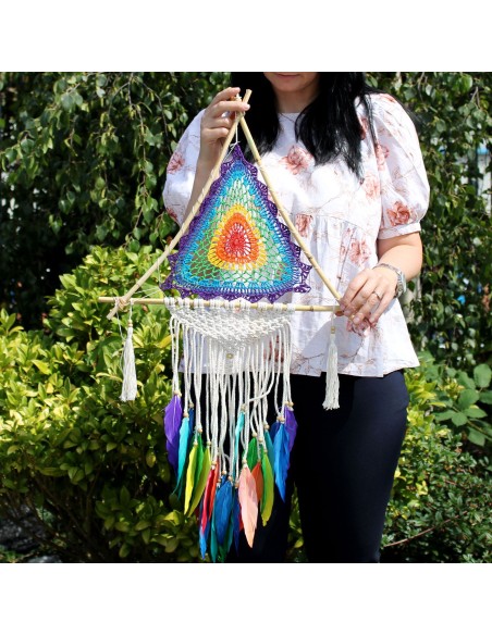 Attrape-rêves Bali - Grande pyramide multi 90×46 cm