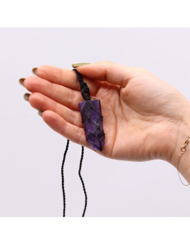 Pendentif pierre plate en améthyste – Clarté spirituelle