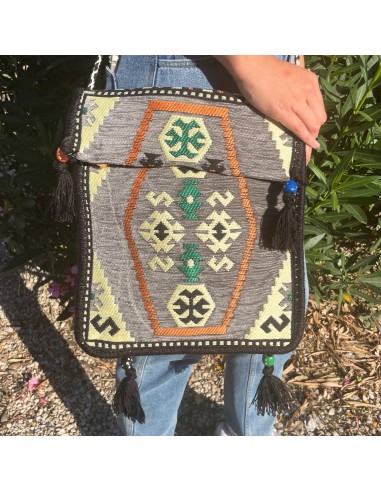 Sac bandoulière de festival Kilim – Gris clair