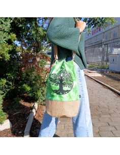 Sac à dos 100?% naturel – Vert lavé, Arbre de Vie