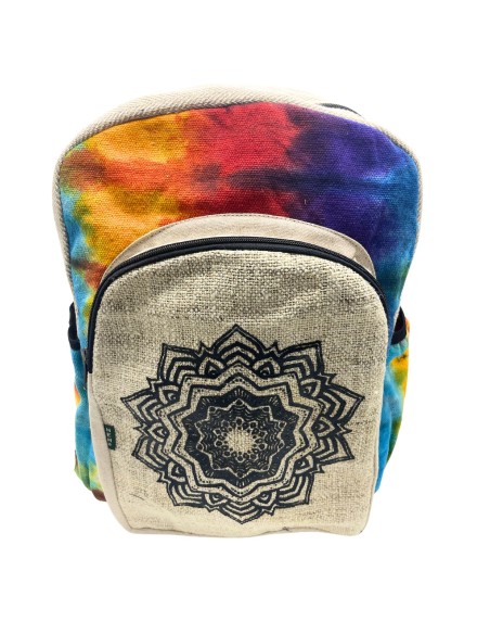 Grand sac à dos en chanvre tie?dye – Mandala