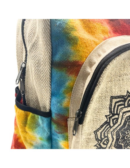 Grand sac à dos en chanvre tie?dye – Mandala