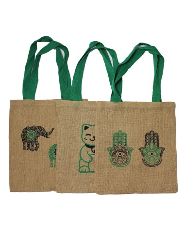 Grand sac en jute – Motifs assortis