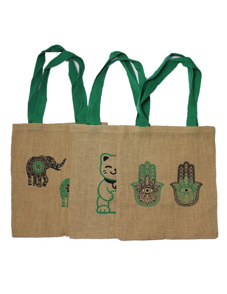 Grand sac en jute – Motifs assortis