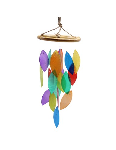 Carillon en bois - Feuilles Arc-en-ciel & bambou 26×12 cm