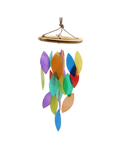 Carillon en bois - Feuilles Arc-en-ciel & bambou 26×12 cm