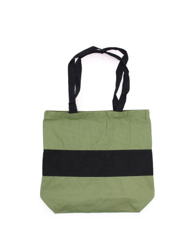 Sac cabas bicolore en coton épais – Vert & noir