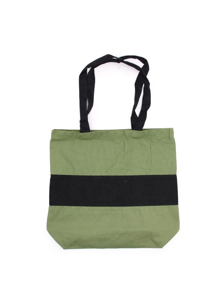Sac cabas bicolore en coton épais – Vert & noir