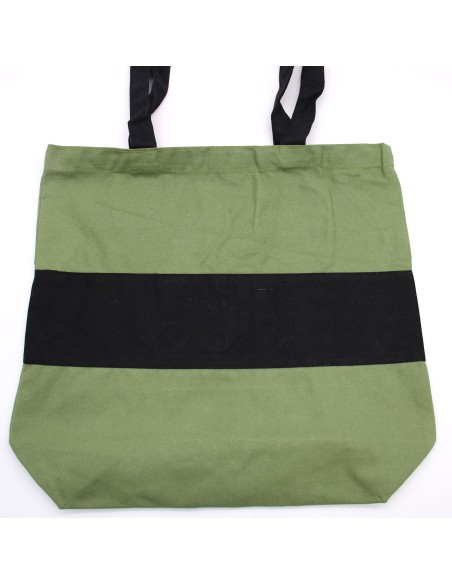Sac cabas bicolore en coton épais – Vert & noir