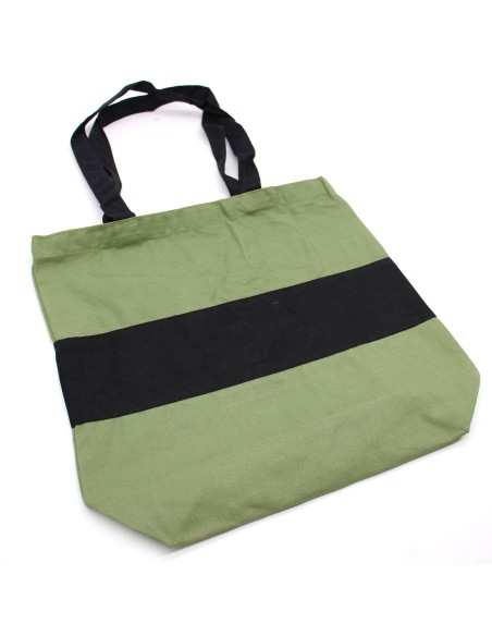 Sac cabas bicolore en coton épais – Vert & noir