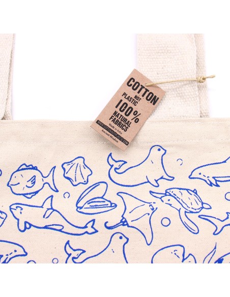 Sac cabas bicolore en coton épais – Vert & noir