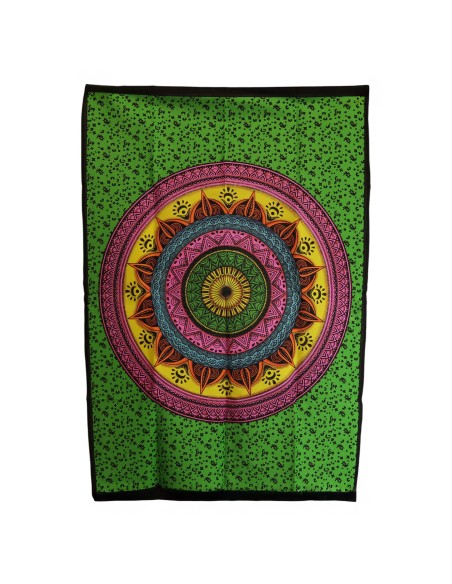 Tapisserie murale coton - Mandala vibrant 70×110 cm