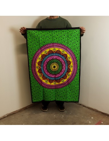 Tapisserie murale coton - Mandala vibrant 70×110 cm