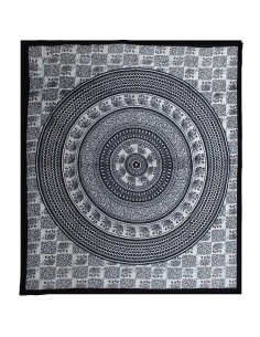Couvre-lit double coton + tenture - Singe Mandala Éléphant 230×200 cm