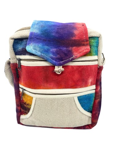 Sac bandoulière en chanvre teinté – Double zip & rabat