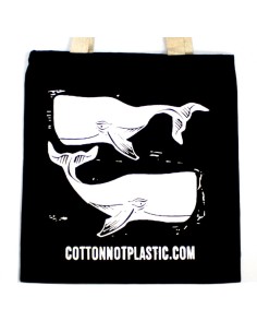 Sac en coton noir – Motif baleines zen
