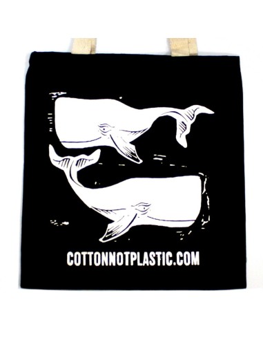 Sac en coton noir – Motif baleines zen