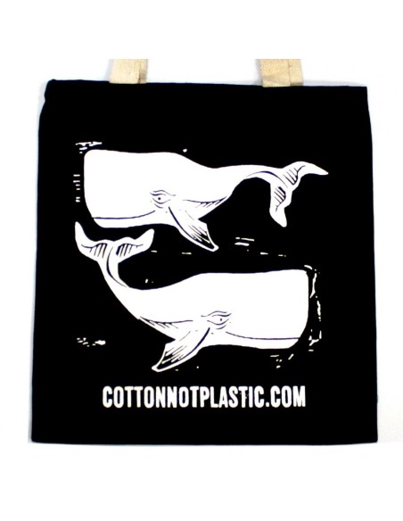 Sac en coton noir – Motif baleines zen