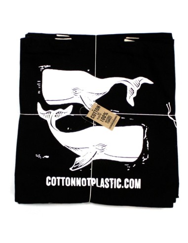 Sac en coton noir – Motif baleines zen