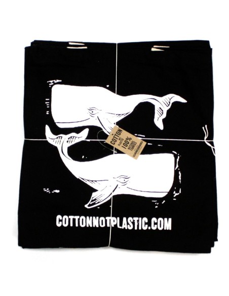 Sac en coton noir – Motif baleines zen