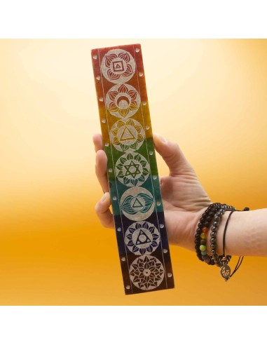 Porte?encens en stéatite – Sept chakras long