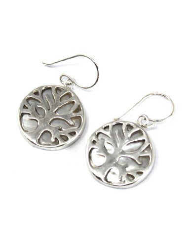 Boucles d’oreilles Arbre de Vie en argent – Nacre