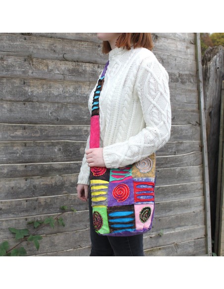 Sac ethnique style hippie – Violet spirale