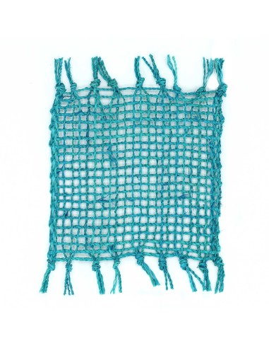 Set 4 dessous de verre à franges - Turquoise 15×11 cm