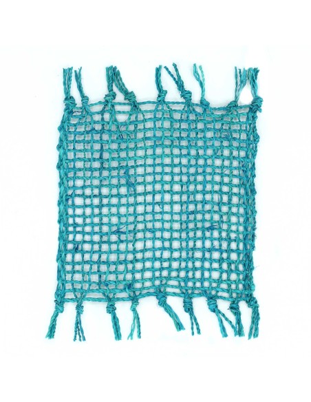 Set 4 dessous de verre à franges - Turquoise 15×11 cm