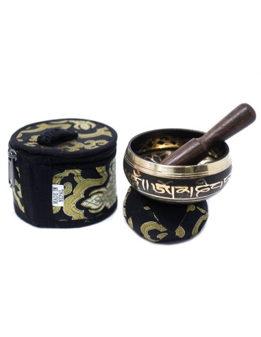 Mini bol tibétain – Coffret cadeau noir zen