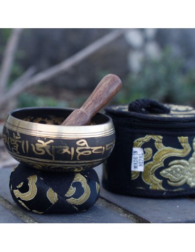 Mini bol tibétain – Coffret cadeau noir zen