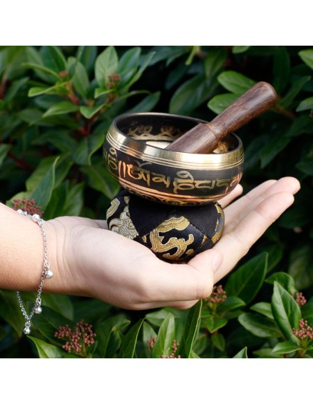 Mini bol tibétain – Coffret cadeau noir zen