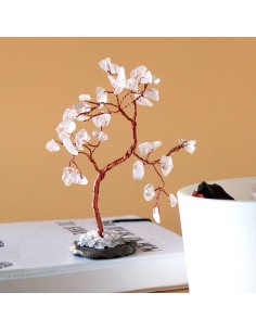 Arbre de pierres en cristal de roche – Base agate noire