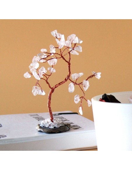 Arbre de pierres en cristal de roche – Base agate noire