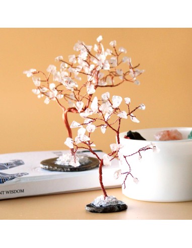Arbre de pierres en cristal de roche – Base agate noire