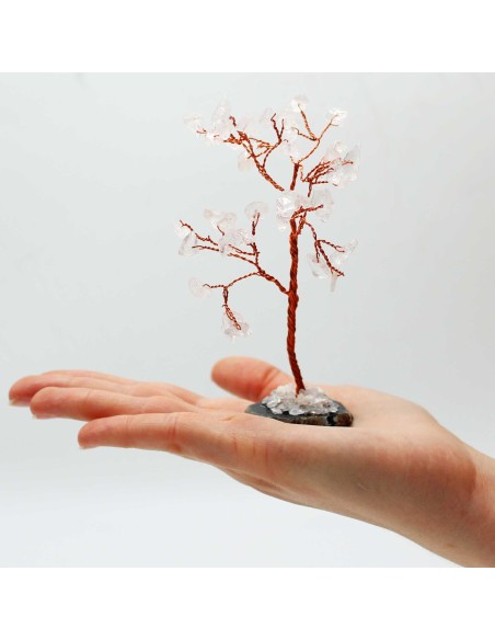 Arbre de pierres en cristal de roche – Base agate noire
