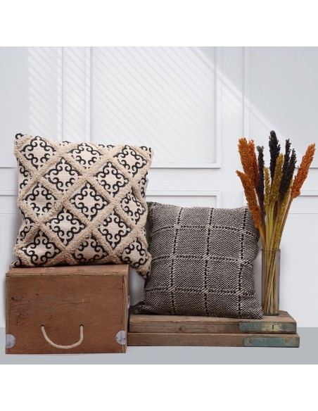 Housse de coussin classique - Carreaux gris 40×40 cm