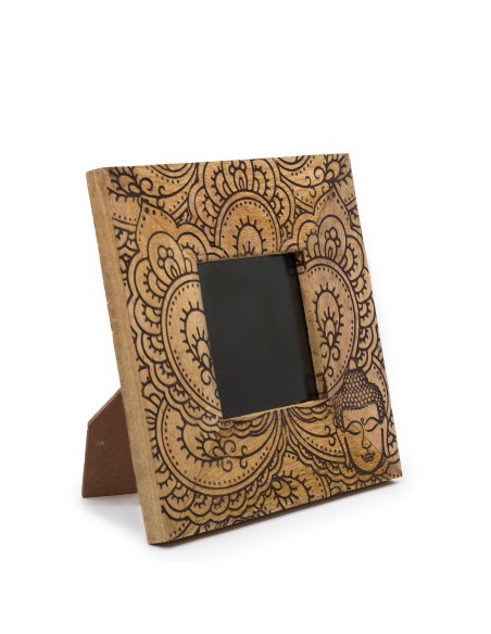 Petit cadre en bois de manguier - pour 10×10 cm - Buda noir 20×20×2 cm
