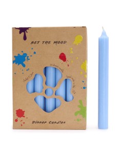 Lot de bougies de table – Bleu ciel rustique (21 pièces)