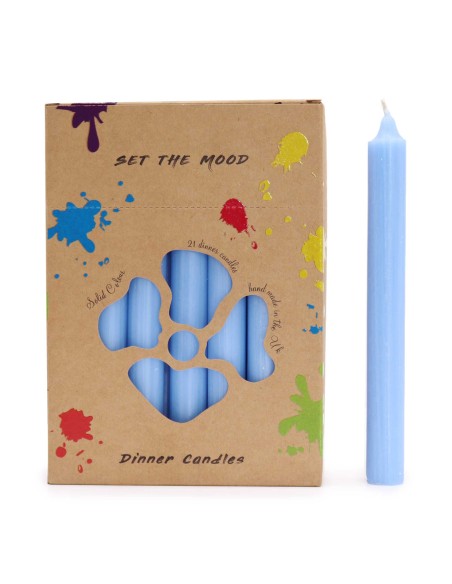 Lot de bougies de table – Bleu ciel rustique (21 pièces)